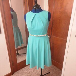 Beautiful Teal Dress with Belt